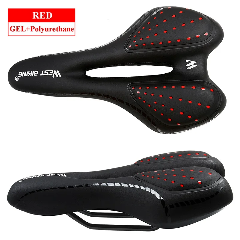 New Upgraded Red WEST BIKING седло для горного велосипеда, Велосипедное Сиденье, силиконовое, нескользящее, шоссейное, MTB, седло, силикагель, подушка, велосипедное седло - Цвет: New Upgraded Red