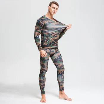 

Thermal Underwear Men Winter Camouflage Sports Cycling Base layer Men Workout set Compression thermal underwear rashgard male