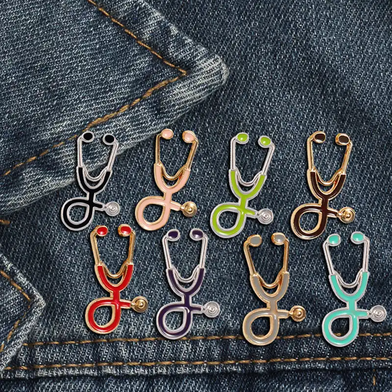 1pc Unisex Esmalte Broche Estetoscopio Enfermera Broches Insignia del Bot/ón De Capa De La Chaqueta Camisa De Cuello De Solapa Regalo De La Joyer/ía del Pin