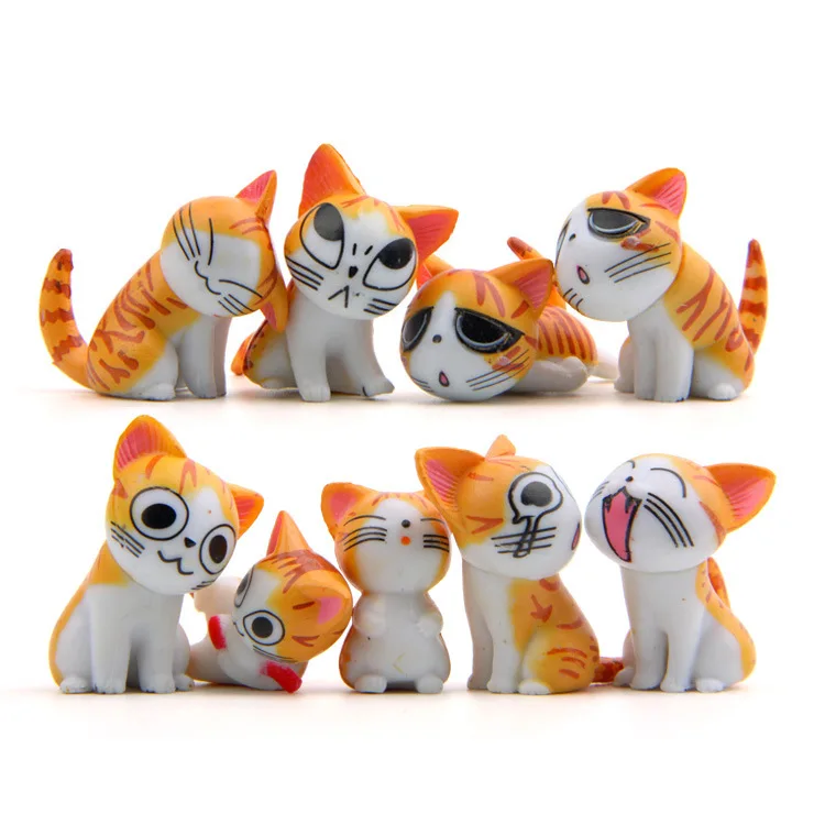 9pcs//set Anime Cheese Cat Toys Animals Action Figure Collection Decoration Gift