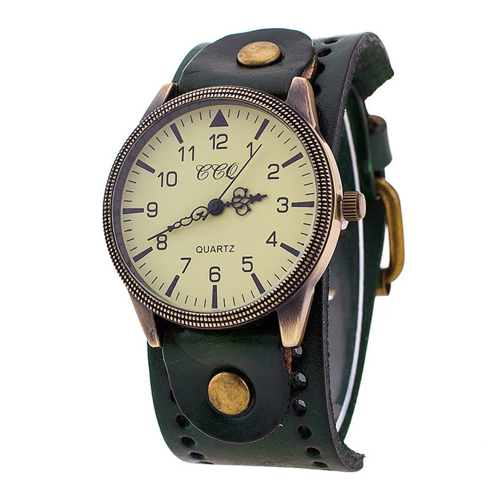 Новая мода CCQ Роскошные винтажные кожаные часы Мужские Женские наручные часы для женщин нарядные кварцевые часы для женщин и мужчин