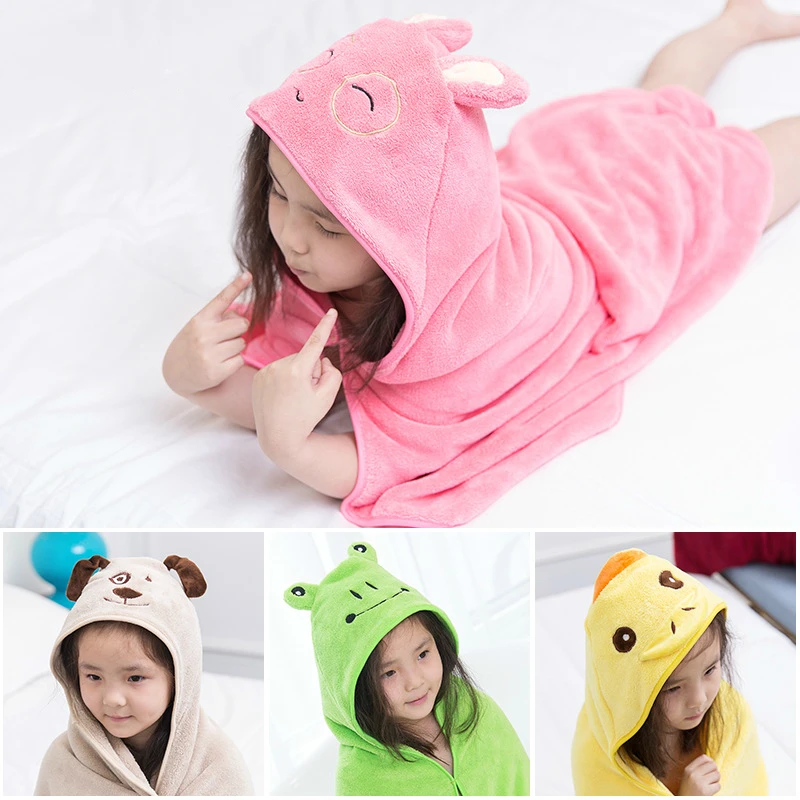 Cute Animal Kids Towel Toddler Bathrobe Baby Boys Girls Hooded Bath Towel Children Cartoon Towel Washcloth Handtuch Wholesale
