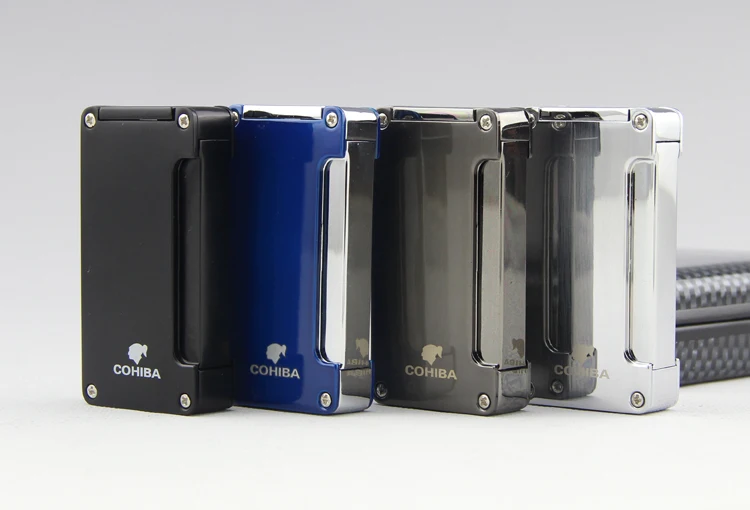 

COHIBA Professional Metal Windproof Pocket Cigar Lighter 1 Flame Torch Cigarette Jet Lighters With Gift Box