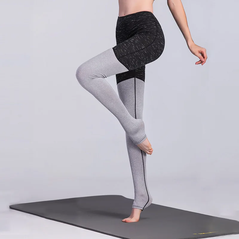 

Women Yoga Pants Fitness Sport Leggings Black/Grey Patchwork Dance Tights Running Trouser Skinny Gym Elastic Breathable Jeggings