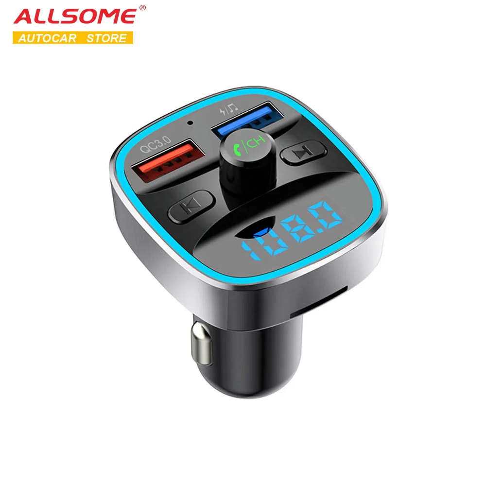 ALLSOME Bluetooth автомобильное зарядное устройство с быстрой зарядкой для смартфона