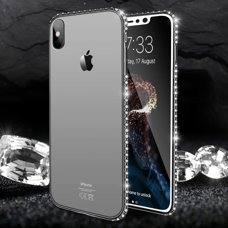 Чехол для телефона Moskado для iPhone 11 Pro 7 X XR XS MAX 8 6 6s Plus 5 SE Блестящий Алмазный прозрачный Кристальный Мягкий ТПУ задний чехол s - Цвет: Black