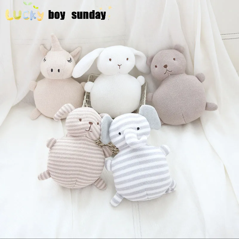 

Lucky Boy Sunday Baby Appease Wool Knitting Animals Plush Doll Unicorn Elephant Dog Rabbit Stuffed Plush Toy Soft Kids Doll