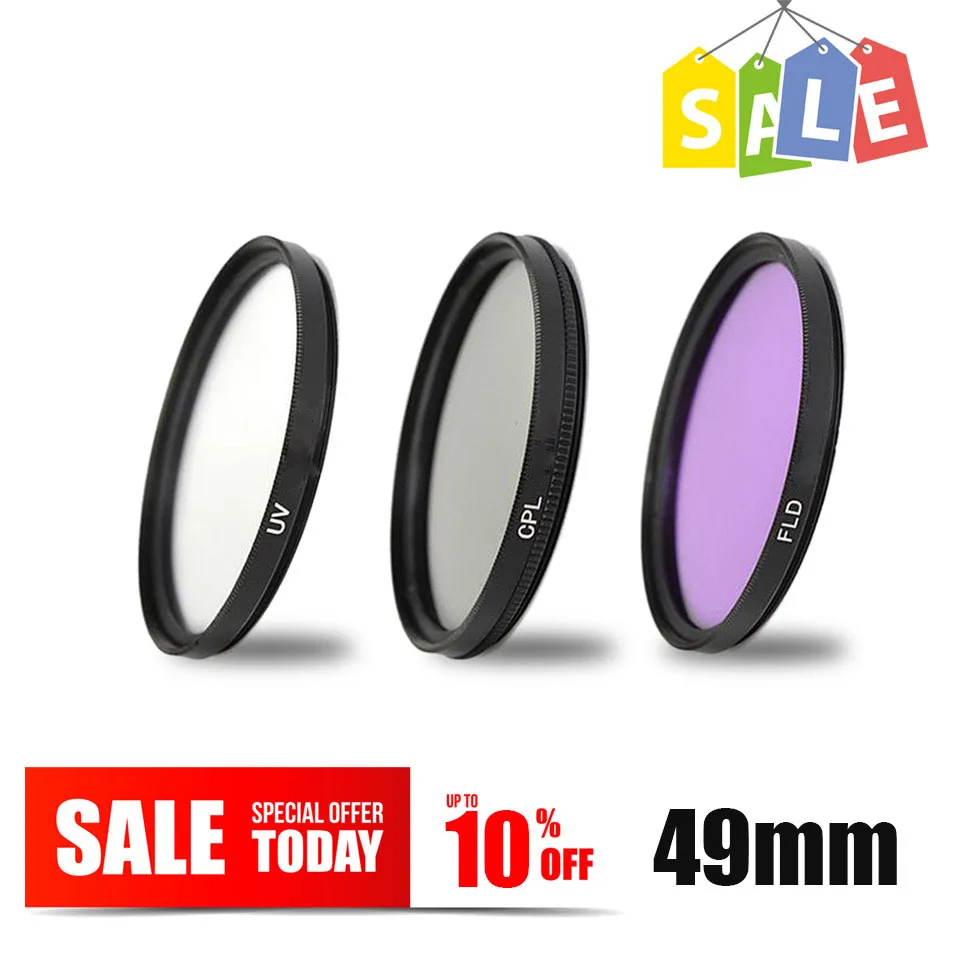 3in1 49mm UV FLD CPL Circular polarizer Lens Filter kit For Sony NEX F3