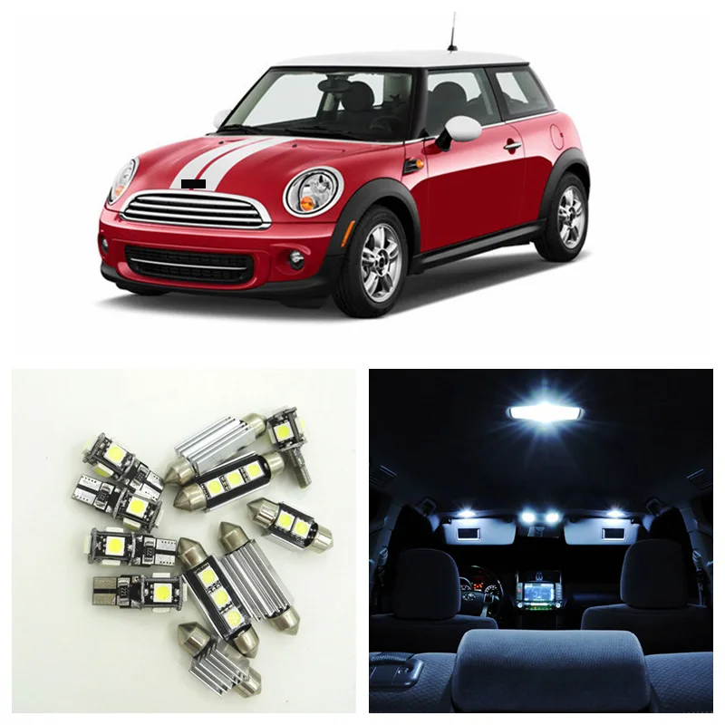 

10pcs White Canbus Error Free Car LED Light Bulbs Interior Package Kit For 2007-2012 Mini Cooper Dome Trunk License Plate Lamp