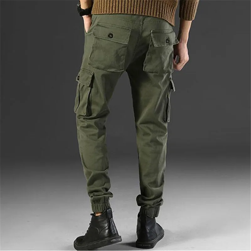 Мужские повседневные брюки, уличная одежда, джоггеры, джинсы для мужчин, высокая уличная мода, хип-хоп стиль, узкие джинсы-карго, джинсовые шаровары, армейские зеленые брюки