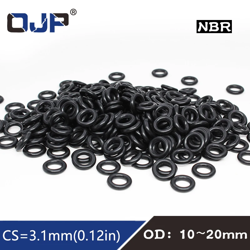 50 шт./лот резиновое кольцо черное уплотнительное NBR CS3.1mm OD10/11/12/13/14/15/16/17/18/19/20 мм