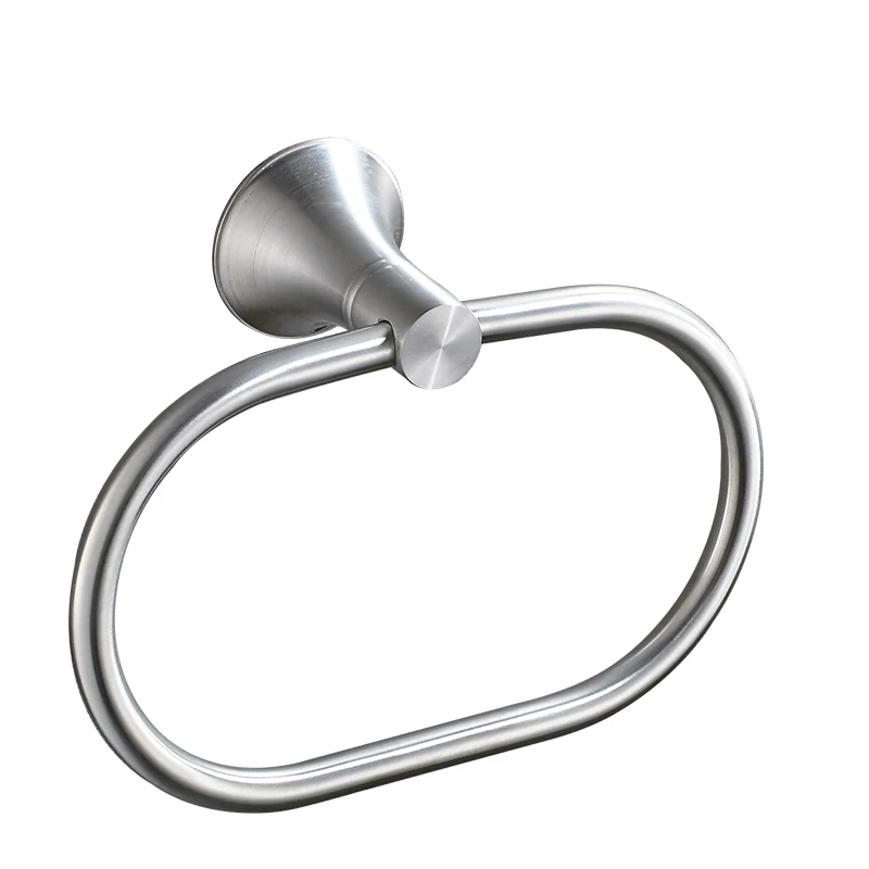 SUS 304 Stainless Steel Silver Brushed Towel Ring Towel Rack Morden Oval Towel Rack for Bathroom