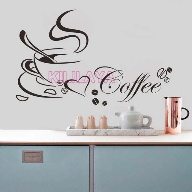 Kaffeetasse Vinyl Wandaufkleber für Küche Café Wandbild Wandkunst ... Kaffeetasse Vinyl Wandaufkleber für Küche Café Wandbild Wandkunst ...