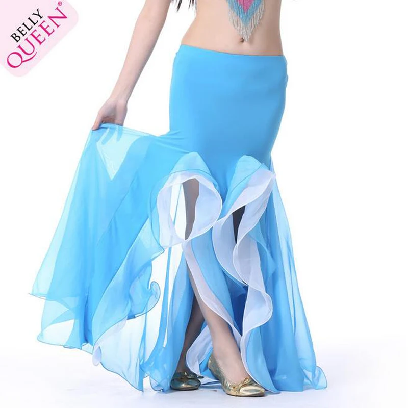 9 colors chiffon double layers two side slits Long Skirt mix color