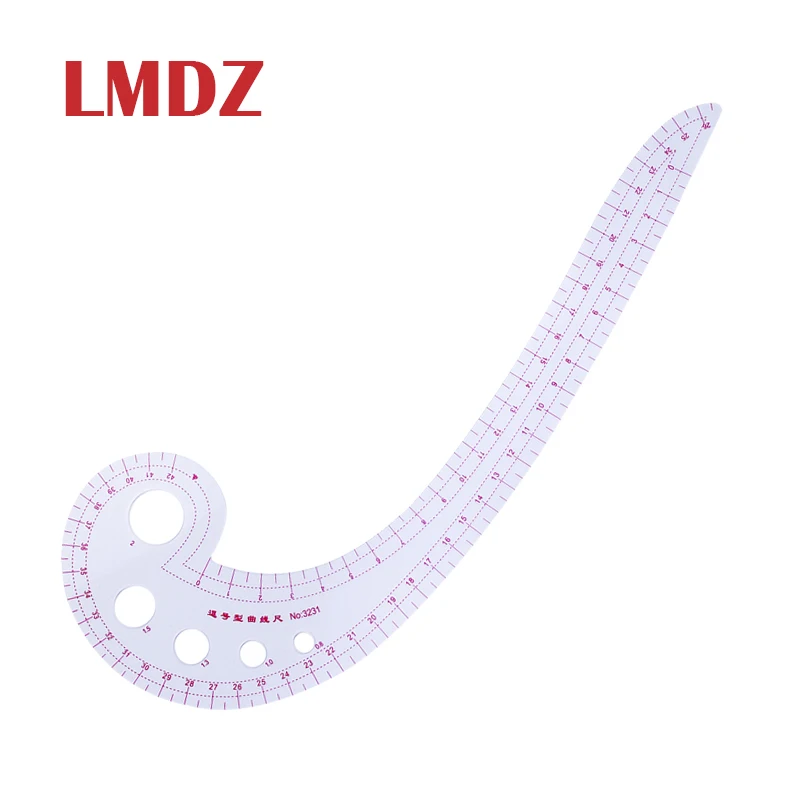 

LMDZ 11.8" Long Comma Shaped Plastic Transparent French Curve Ruler Spline Sewing Patchwork Feet Tailor Yardstick Cloth Cutting