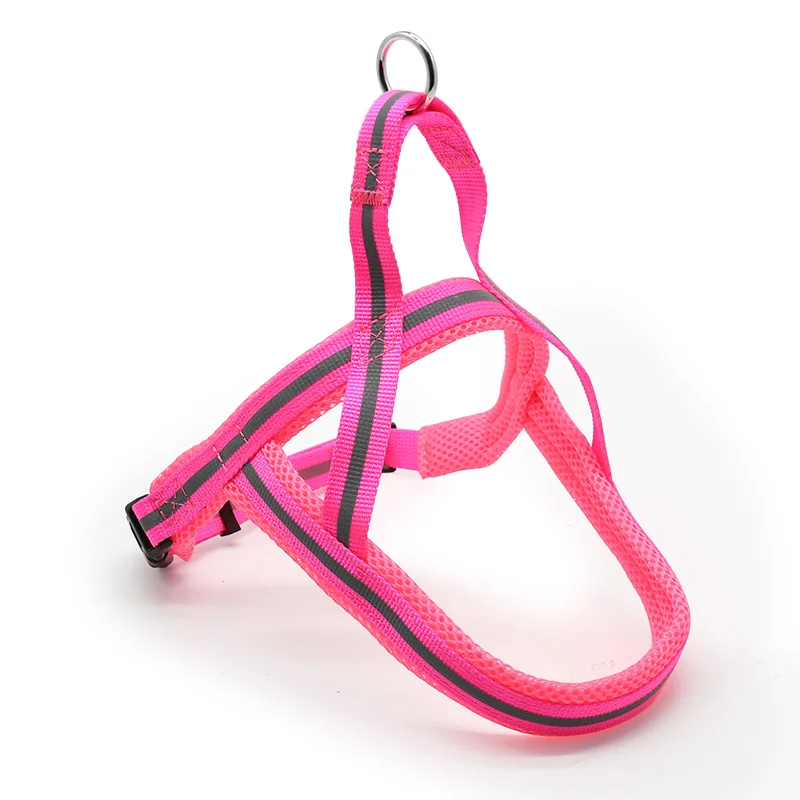 Pink Dog harness collar Mesh safety reflective soft Pet Harness Vest