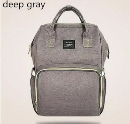 gray LAND Mommy сумки для подгузников для мам большой емкости дорожный рюкзак для подгузников с защитой от потери на молнии детские сумки для кормления Новинка - Цвет: gray