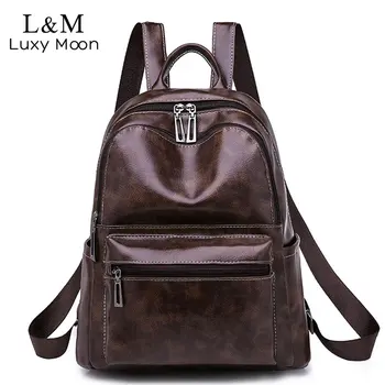 

Women Backpack Leather Daypack Fashion Backpacks Female Mochila Feminine Casual Large Capacity Vintage Shoulder Bags New XA182H