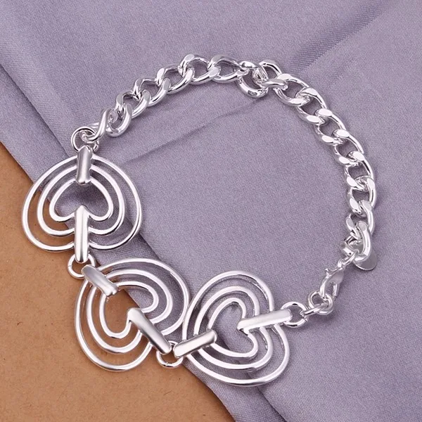 Женский браслет из серебра 925 пробы с тремя сердечками|sterling silver bracelet|silver braceletsilver