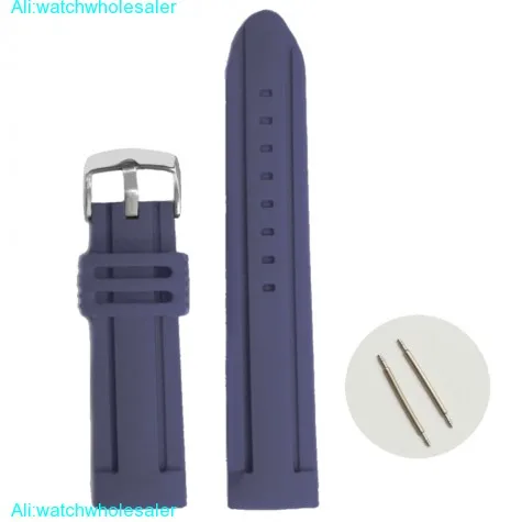 24mm Navy Blue Color Silicone Jelly Rubber Unisex Watch Band Straps WB1072M24JB