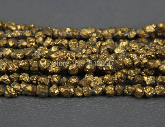 

5-8mm Gold Titanium Quartz Drilled Chips Beads,Raw Crystals Rough Quartz Rubble Loose Beads Nuggets Jewelry Supplies