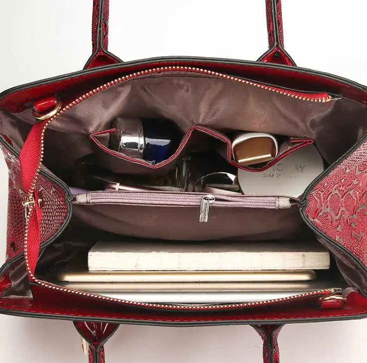Роскошная Высококачественная женская сумка из лакированной кожи, 2 комплекта, женские композитные сумки, модные сумки-мессенджеры, Дамский кошелек, сумка на плечо