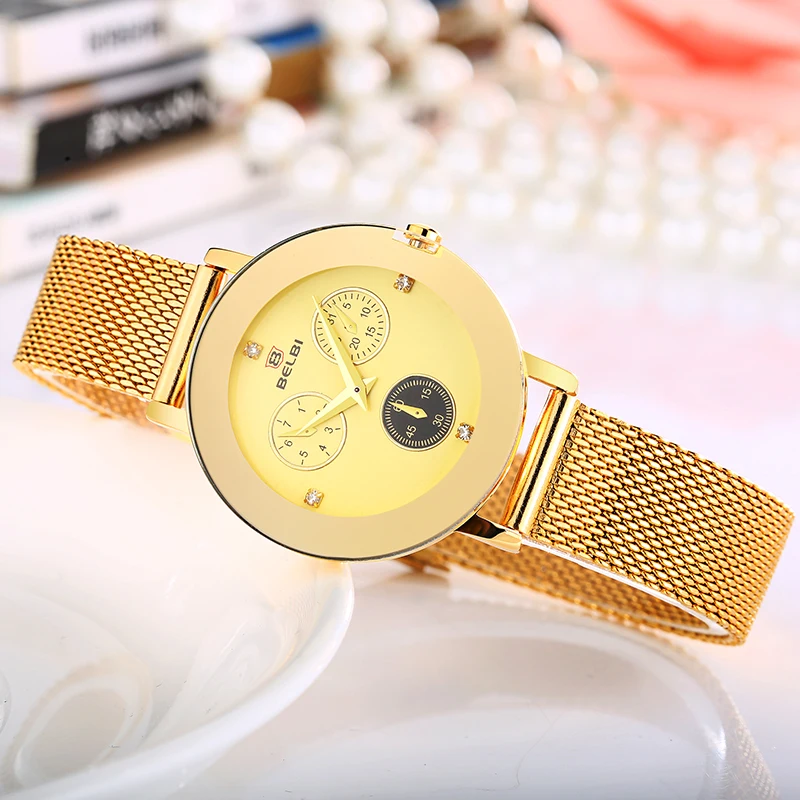 

BELBI Gold Watch Women Watches Stainless Steel Ladies Women's Watch 2018 Luxury Gold Color Fashion Relogio Feminino