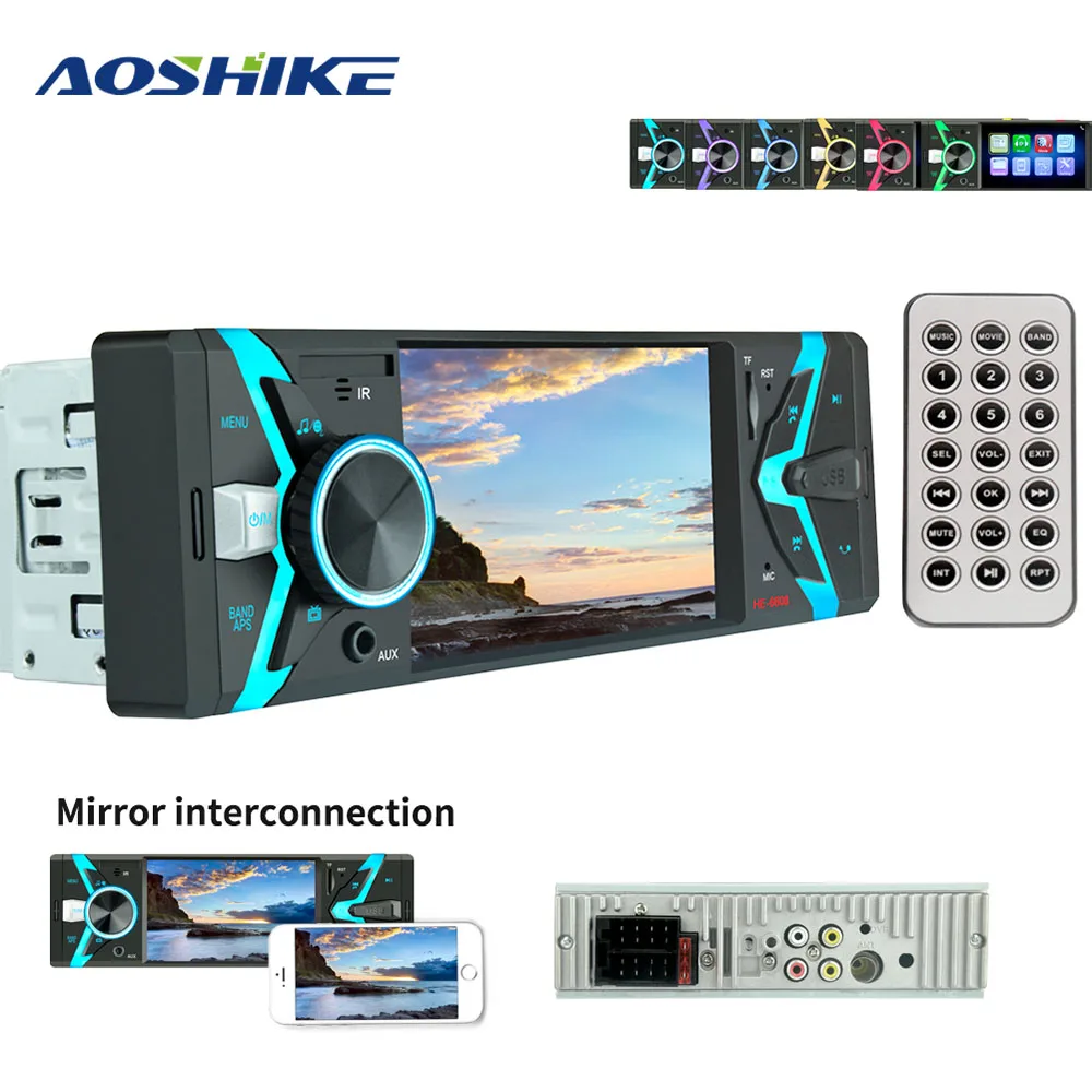

AOSHIKE 1 Din Car Multimedia Player 4.1'' HD Car MP5 Bluetooth FM TFT AUX Machine With Steering Wheel Remote Control Universal