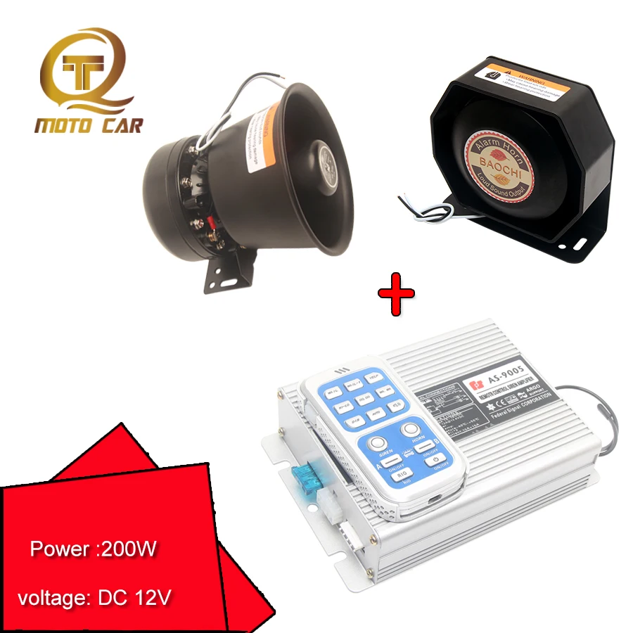 

Multi-tone 12V Vehicle Speaker 200W Police Siren for Car Emergency Warning Sound Tone Alarm Horn Electronic Megaphone MIC System