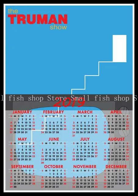 The Truman Show 2019 calendar poster Home Furnishing decorative white The Truman Show 2019 calendar poster Home Furnishing decorative white