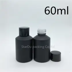 60 мл матовая черная пустая стеклянная бутылка с редуктором для эфирного масла, 60CC make up стеклянная бутылка с винтом на крышке 120 шт