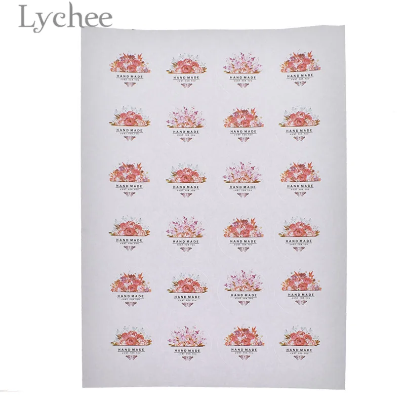 40mm 24pcs Lychee ручной работы цветок этикетки стикер s подарок торт средство герметизации упаковки стикер DIY клейкие переводные наклейки поставки - Цвет: 40mm 24pcs
