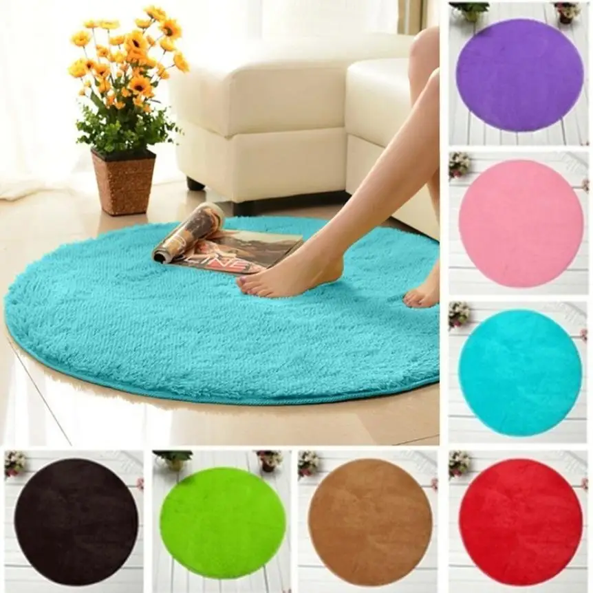 High Quality 40*40cm round Non slip Absorbent Soft Mat Rug Circular