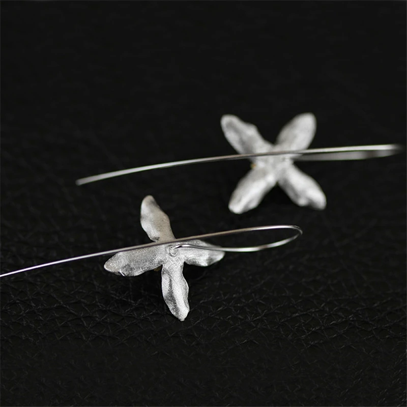 Lotus Fun Real 925 Sterling Silver Natural Handmade Fine Jewelry Vintage Poetic Clover Fashion Drop Earrings for Women Brincos