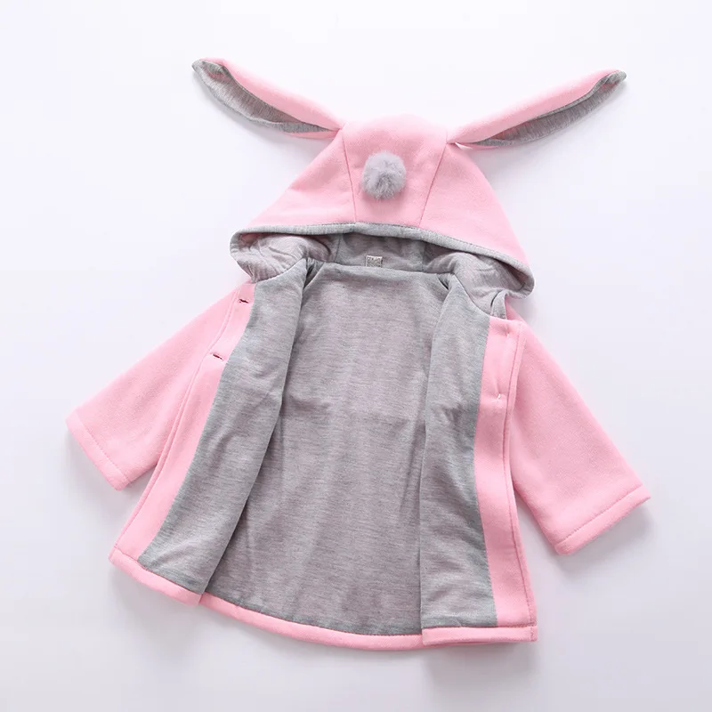 DZIECKO/детская одежда; зимние шерстяные пальто для девочек; Модная хлопковая верхняя одежда с капюшоном в виде кролика; шерстяные куртки для малышей
