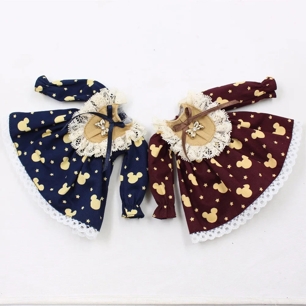 Neo Blythe Doll Vintage Lace Mickey Mouse Print Dress 1