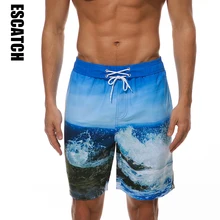 Escatch мужские пляжные шорты быстросохнущие пляжные бермуды пляжная одежда с 3D принтом шорты для мужчин s Siwmwear серфинга