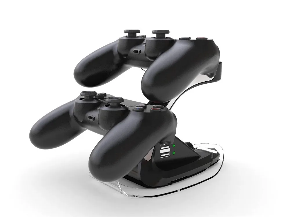 Dual Game Controllers Blue LED Charger Stand Holder Charging Dock GT Station For Sony PS4 Free Shipping