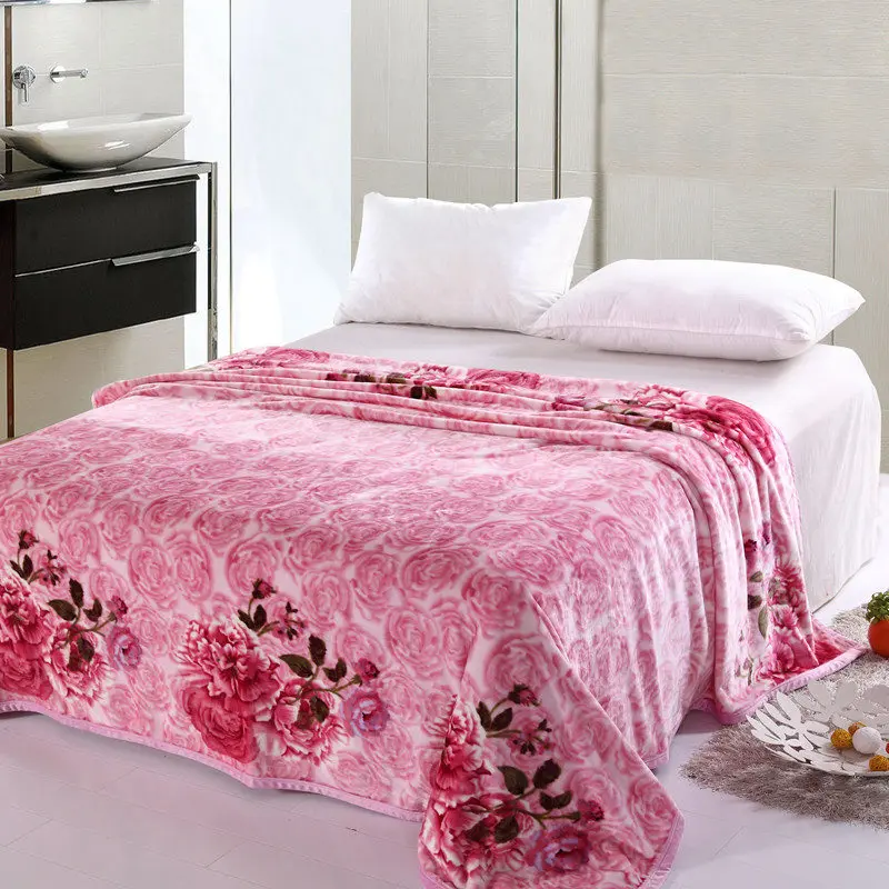 

Pastoral Style Of Purple Prints Pattern Bedspread Blanket Super Soft Flannel Blanket To On For The Sofa/Bed/Car Portable 3 Size