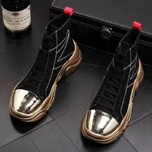 ERRFC/модная мужская повседневная обувь с высоким берцем модные золотые ковбойские ботинки мужские черные короткие ботильоны британский стиль Zapatos 38-43