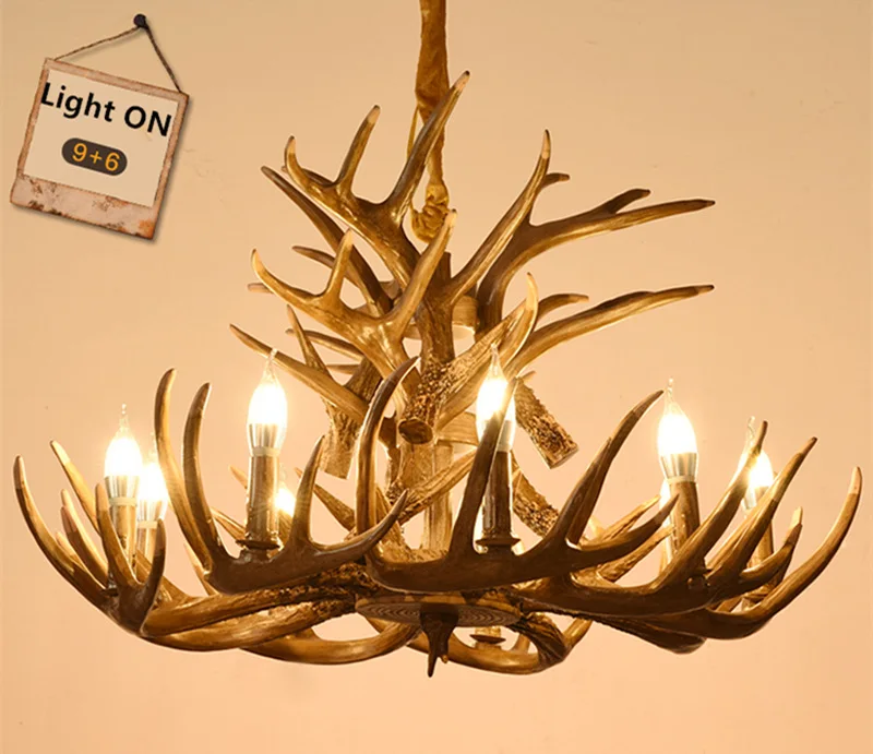 American Country Antler Pendant lights Candle Antler Chandelier Lighting Antler Industrial Lamp LOFT Resin Deer Horn Hanglamp