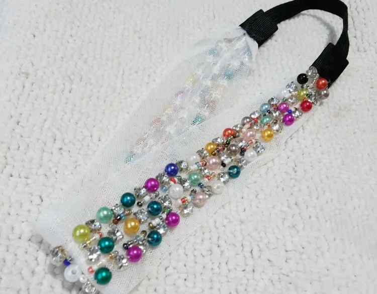 

freeshipping wholesale retail fashion colorful pearl and gems beaded handmade beaded headband popular fashion hair accessories