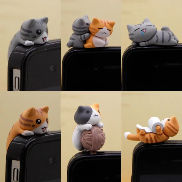 

DHL FREE SHIPPING 300pcs/lot kawaii original quality Chi's cat Dog Tree frog Anti dust plug for phone cute ear jack earphone cap