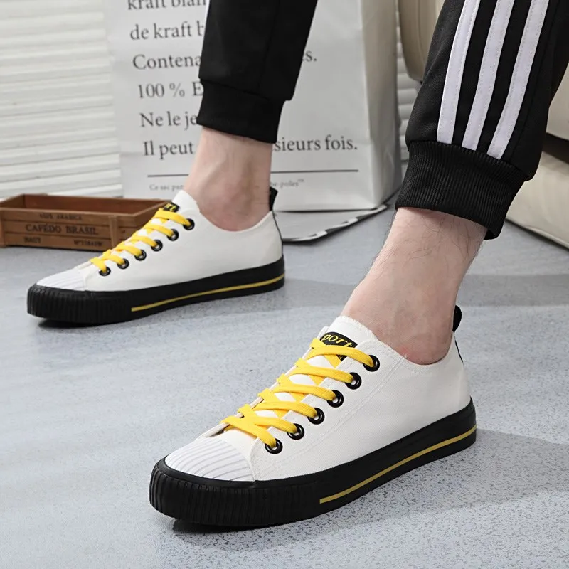 

Spring men's casual shoes fashion street solid color men's shoes low to help flat casual vulcanized shoes unisex canvas shoes