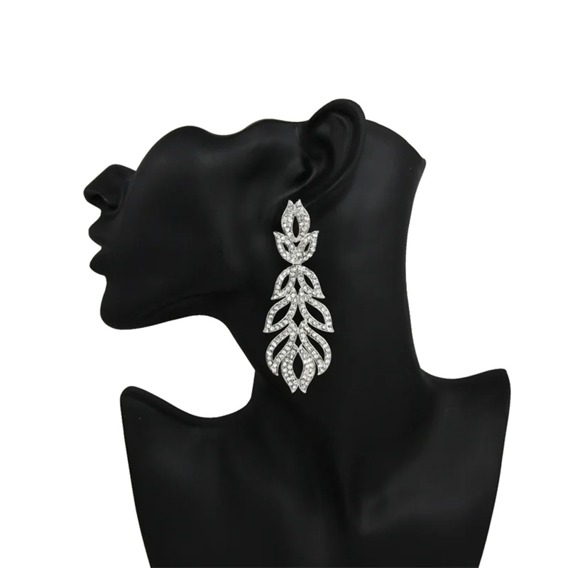 Черные серьги-капли из пшеничного растения, серебряные серьги для женщин, стразы, ювелирное изделие, элегантный кристалл, ювелирное изделие для свадебного костюма, esh03