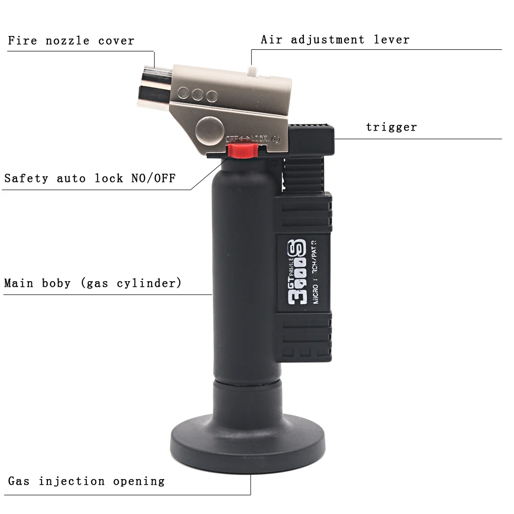 GT3000S миниатюрный пожарный нагнетатель для пайки заполняемый бутановый фонарь es-фонарь для дома и кухни-Регулируемый замок безопасности пламени