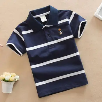 

2020 Fashion Summer Kids Boy Polos Short Shirt Tops Cotton Polo Shirts High Quality Stripe Boys Shirts Clothes Children Clothing