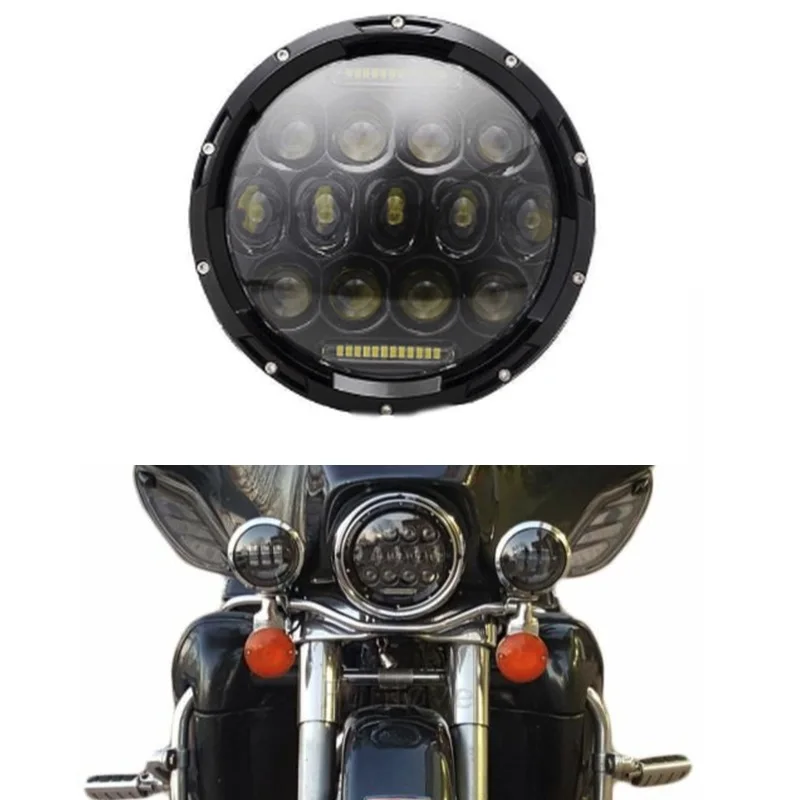 7" 75W Motorcycle LED Headlight Black/Chrome H4 Car Light for 1993-2008 Ducati Monster 1000 600 Road King Touring