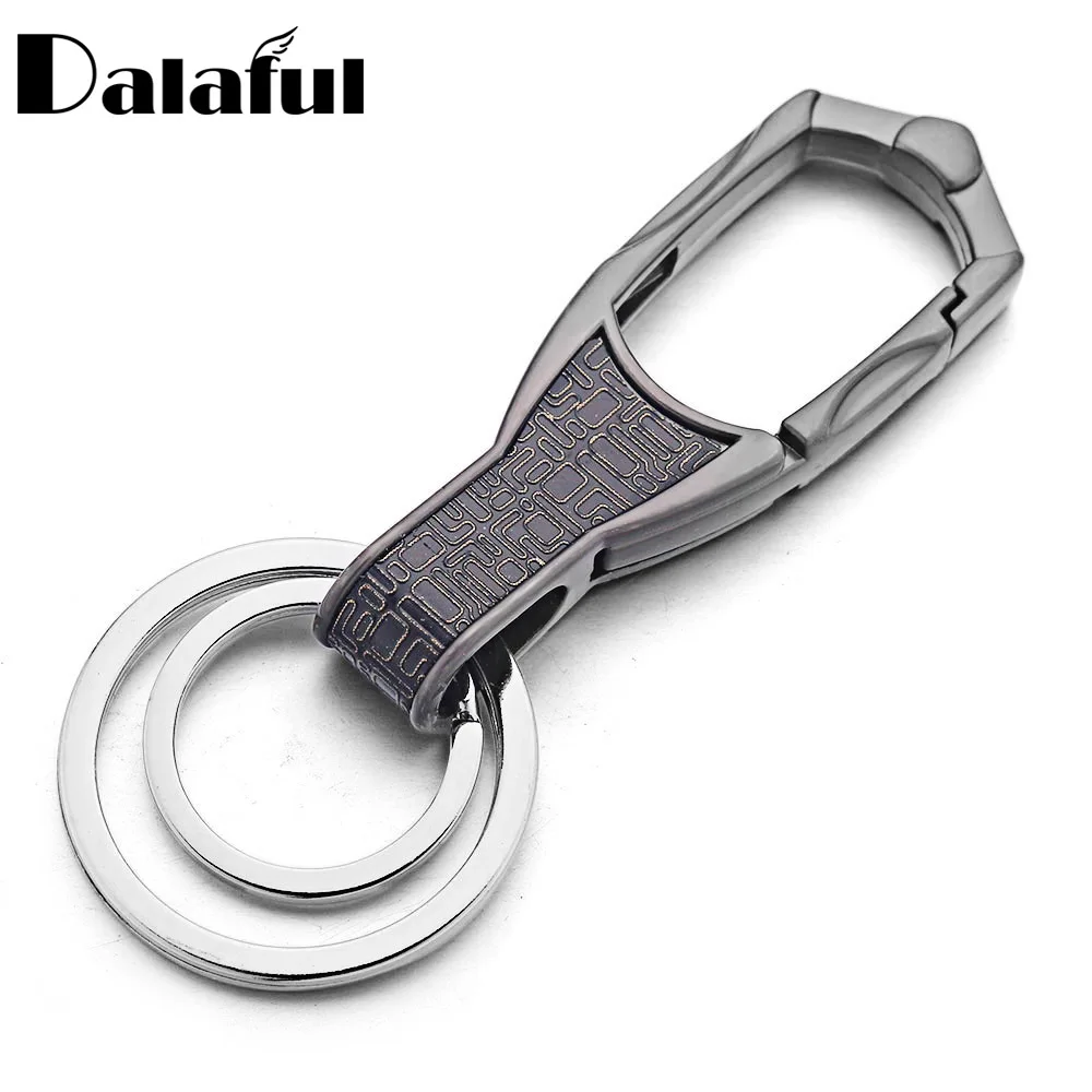 

Dalaful High-Grade Keychain Keyrings Business Alloy Metal Key Chain Ring Holder Simple Chic Gift For Men Women For Car K374