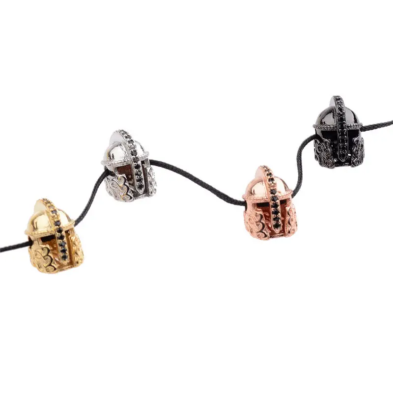 

NEW Micro Pave CZ Gold/Silver/Rose Roman Warrior Gladiator Helmet Spacer Beads Accessories For Women Men DIY Jewelry Making